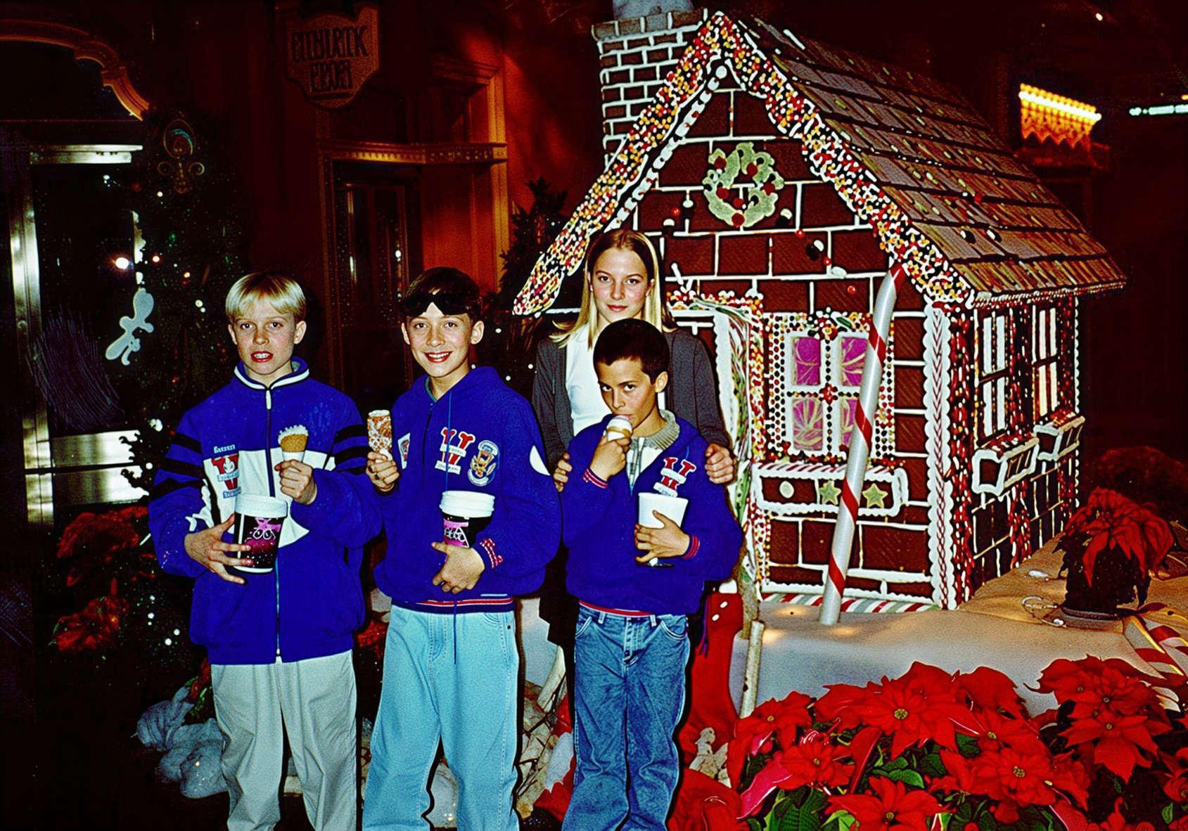 Brad Myers, Austin Chow, Barrett Chow, Allison Myers.  We were short on players so Barrett Chow played, even though he was only a mini-mite and we were playing Squirt AA!   I put Barrett on a line with his brother Austin, who promptly said, "I don't want to play with him.  Siblings!